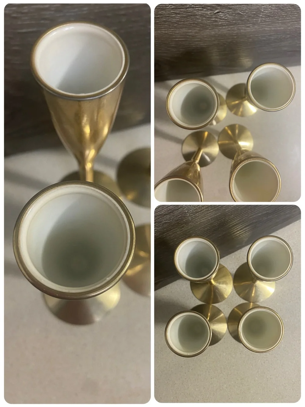 Vintage Arthur Salm AS Solingen German Taper Candle Holders 4 Gold MCM